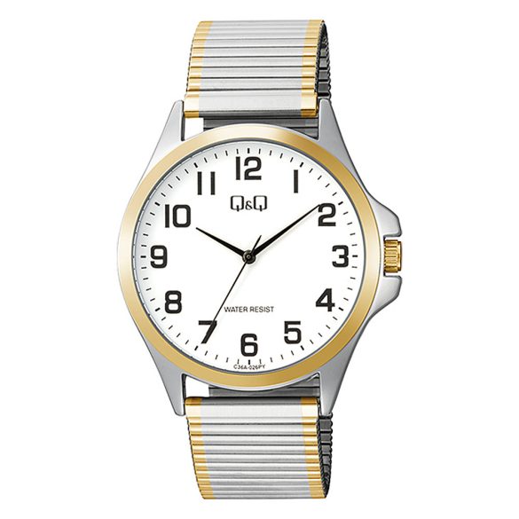 Q&Q férfi karóra, quartz, bicolor színű fémtok, bicolor színű rugóscsat, fehér számlap C36A-026PY