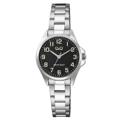   Q&Q női karóra, quartz, ezüst színű fémtok, ezüst színű fémcsat, fekete számlap C37A-006PY