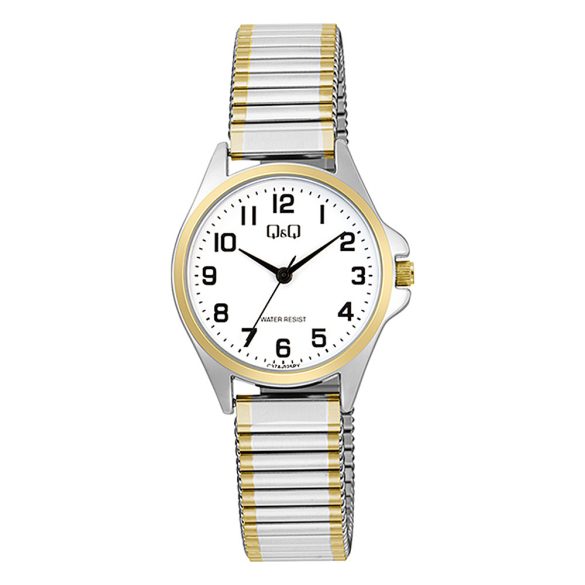 Q&Q női karóra, quartz, bicolor színű fémtok, bicolor színű rugóscsat, fehér számlap C37A-025PY