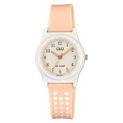   Q&Q női karóra, quartz, fehér színű műanyag tok, rózsaszín műanyag szíj, fehér számlap G23A-022VY