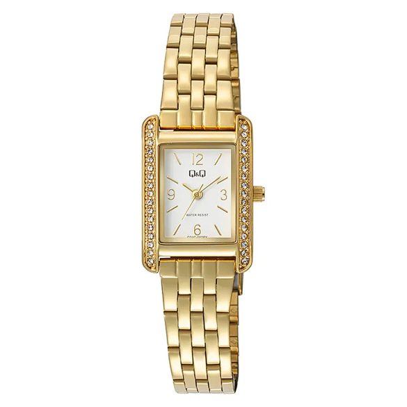 Q&Q női karóra, quartz, arany színű fémtok, arany színű fémcsat, fehér számlap Q24C-002PY
