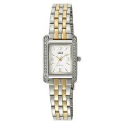   Q&Q női karóra, quartz, ezüst színű fémtok, bicolor színű fémcsat, fehér számlap Q24C-003PY