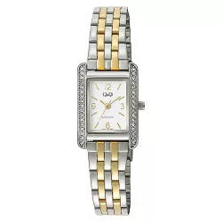   Q&Q női karóra, quartz, ezüst színű fémtok, bicolor színű fémcsat, fehér számlap Q24C-003PY