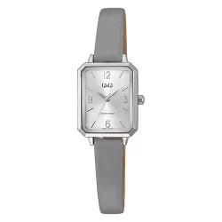   Q&Q női karóra, quartz, ezüst színű fémtok, szürke színű bőrszíj, ezüst számlap, Q29C-002PY