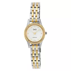   Q&Q női karóra, quartz, bicolor színű fémtok, bicolor színű fémcsat, fehér számlap, Q30C-002PY