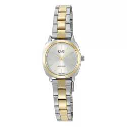   Q&Q női karóra, bicolor színű fémtok, bicolor színű fémcsat, ezüst színű számlap, Q36C-002PY
