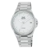   Q&Q férfi karóra, quartz, ezüst színű nemesacél tok, ezüst színű nemesacél csat, ezüst számlap, (Superior), S21A-001VY