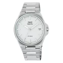   Q&Q férfi karóra, quartz, ezüst színű nemesacél tok, ezüst színű nemesacél csat, ezüst számlap, (Superior), S21A-001VY