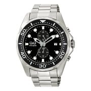   Q&Q férfi karóra, quartz, ezüst színű fémtok, ezüst színű fémcsat, fekete színű számlap, A43A-001PY