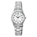   Q&Q női karóra, quartz, ezüst színű fémtok, ezüst színű fémcsat, fehér színű számlap, A45A-001PY