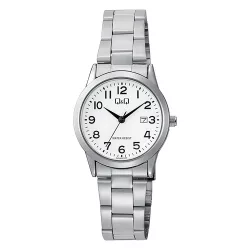   Q&Q női karóra, quartz, ezüst színű fémtok, ezüst színű fémcsat, fehér színű számlap, A45A-001PY