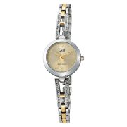 Q&Q női ékszeróra, quartz, ezüst színű fémtok, bicolor színű fémcsat, arany színű számlap, F07A-003PY Q&Q női ékszeróra, quartz, ezüst színű fémtok, bicolor színű fémcsat, arany színű számlap, F07A-003PY