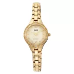   Q&Q női ékszeróra, quartz, arany színű fémtok, arany színű fémcsat, pezsgő színű számlap, F14A-001PY