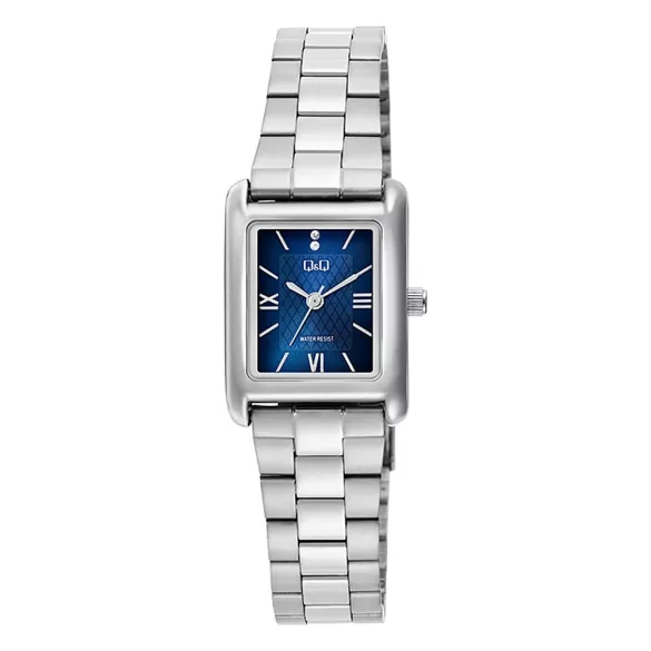 Q&Q női karóra, quartz, ezüst színű fémtok, kék színű számlap, ezüst színű fémcsat C69A-004PY