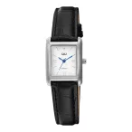   Q&Q női karóra, quartz, ezüst színű fémtok, fehér színű számlap, fekete színű bőrszíj C69A-010PY