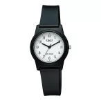   Q&Q női karóra, quartz, fekete színű műanyag tok, fekete színű műanyag szíj, fehér színű számlap G23A-001VY