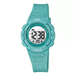   Q&Q női karóra, quartz, digitális, türkiz színű műanyag tok, türkiz színű műanyag szíj, LCD kijelzés G32A-003VY