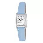   Q&Q női karóra, quartz, ezüst színű fémtok, fehér színű számlap, kék színű bőrszíj Q44C-002PY