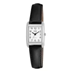   Q&Q nöi karóra, quartz, ezüst színű fémtok, fehér színű számlap, fekete színű bőrszíj Q44C-011PY