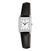   Q&Q nöi karóra, quartz, ezüst színű fémtok, fehér színű számlap, fekete színű bőrszíj Q44C-011PY
