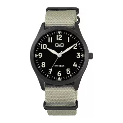   Q&Q férfi karóra, quartz, fekete színű fémtok, szürke színű NATO szíj, fekete színű számlap Q76B-006PY