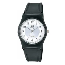   Q&Q unisex karóra, quartz, fekete színű tok, fekete színű szíj, fehér / ezüst számlap, VP34J012Y
