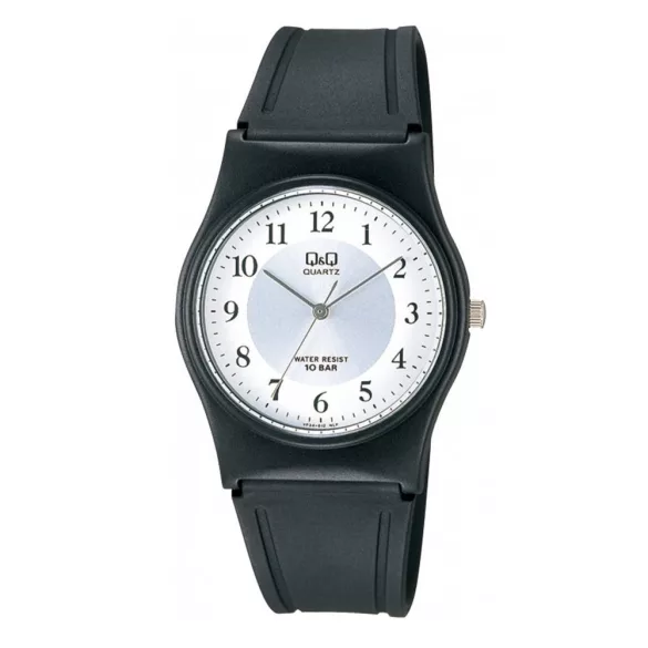 Q&Q unisex karóra, quartz, fekete színű tok, fekete színű szíj, fehér / ezüst számlap, VP34J012Y