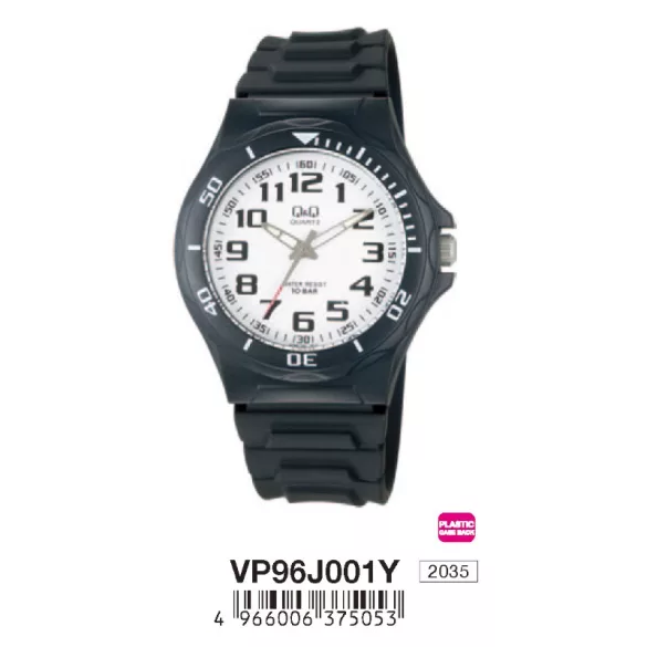 Ceas bărbătesc  Q&Q plastic, quartz, negru, VP96-001