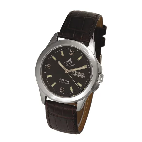 Astron 5082-1 ceas de bărbați cu curea din piele, quartz, sticlă cristal safir, calendar dublu