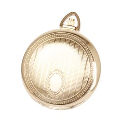   Ceas de buzunar ASTRON, carcasă și lanț auriu, cadran alb, cifre arabe