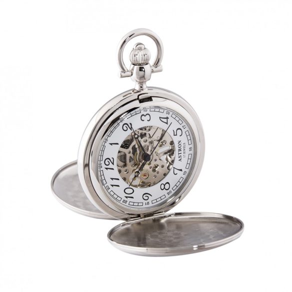 Ceas de buzunar ASTRON, mecanic, argintiu