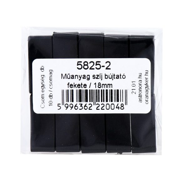 Karóra szíj bújtató, műanyag, fekete színű, 18 mm-es szíjhoz