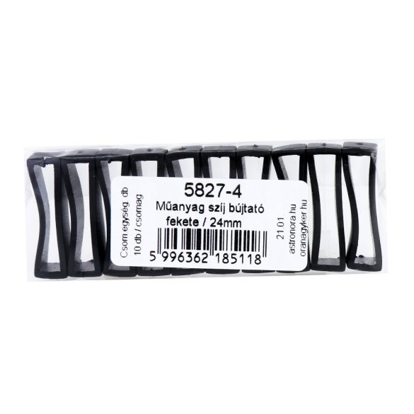 Karóra szíj bújtató, műanyag, fekete színű, 24 mm-es szíjhoz