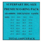   Hátlap tömítés ^O^ gyűrű szett, 16 méret, 0,6 mm x 33,5 mm től - 46 mm-ig, 144 db / szett