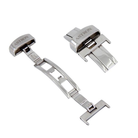 Pillangózár bőrszíjhoz, acél, ezüst színű, 18 mm