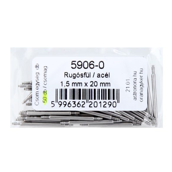 Rugósfül, acél, 20 mm*1.50 mm