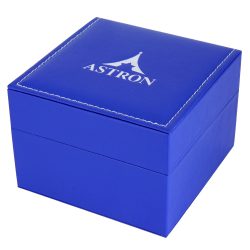   Astron karóra doboz, párnás, kék színű külső, törtfehér színű belső