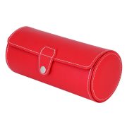 Óratartó doboz (utazós), 2 óra rekesz +1 ékszer rekeszes, kívül piros műbőr borítás, belül fekete textil Óratartó doboz (utazós), 2 óra rekesz +1 ékszer rekeszes, kívül piros műbőr borítás, belül fekete textil