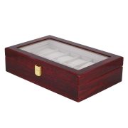 Óratartó doboz, 12 rekeszes, kívűl barna festett felületű, belűl fehér textil Óratartó doboz, 12 rekeszes, kívűl barna festett felületű, belűl fehér textil