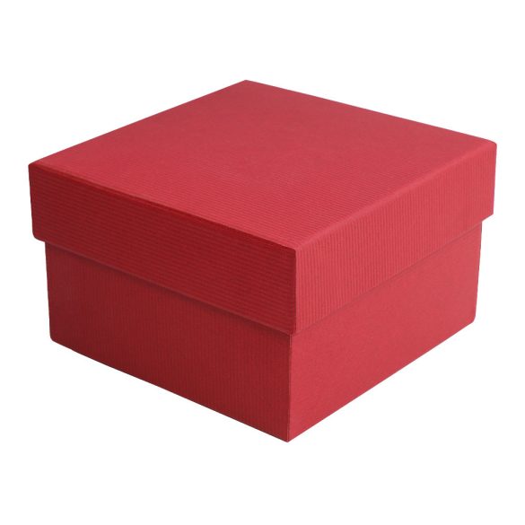 Logó nélküli karóra doboz, piros papír borítású külső, belül fehér párnával