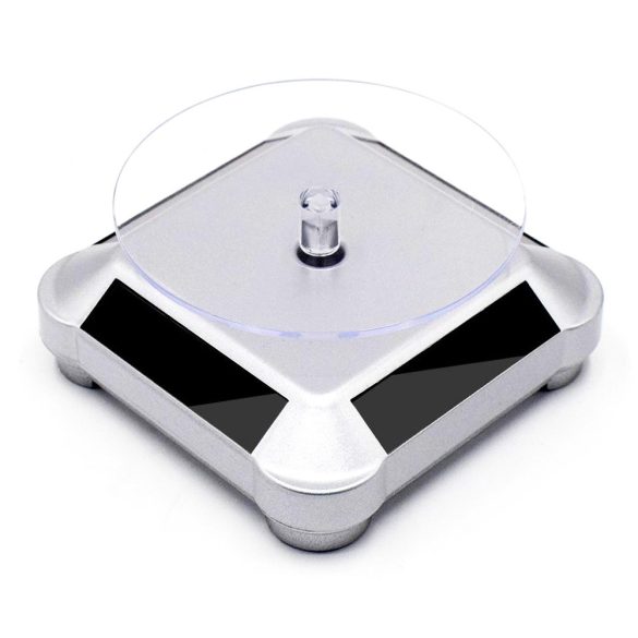 Kirakati forgó állvány, napelemes, ezüst színű