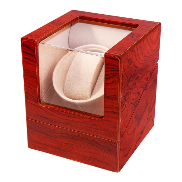 Óraforgató doboz, 1db órához, kívűl barna magasfényű felület, belül bézs textil