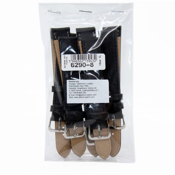 Karóra szíj, fekete színű, 85+125mm/ 18mm XL