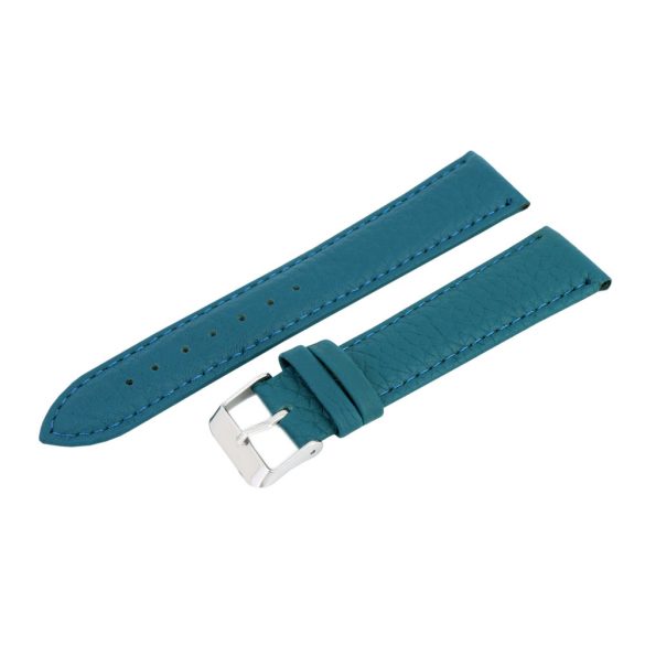 Karóra bőrszíj, varrott és bélelt dizájn, kék színű, mérete 75+115 mm / 20 mm