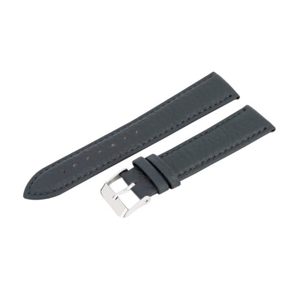Karóra bőrszíj, varrott és bélelt dizájn, sötétszürke színű, mérete 75+115 mm / 20 mm