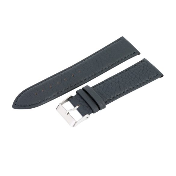 Karóra bőrszíj, varrott és bélelt dizájn, sötétszürke színű, mérete 75+115 mm / 24 mm