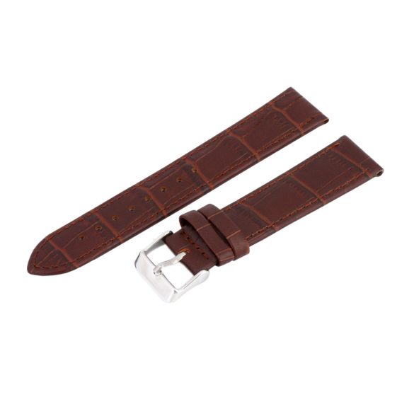 Karóra bőrszíj, croco dizájn, barna színű, mérete 75+115 mm / 20 mm