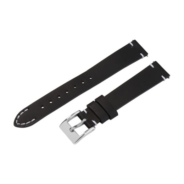 Karóra bőrszíj, fekete színű, gyorskioldós, 80+125/16 mm