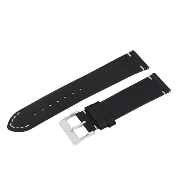 Karóra bőrszíj, fekete színű, gyorskioldós, 80+125/18 mm