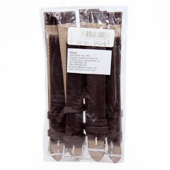 Karóra szíj,  sötétbarna ezüst színű, 100+140/18 mm XXL